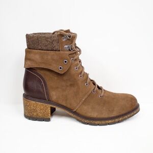 AETREX Aubry Boots Suede Leather Lace Up Weatherproof Brown—Great Shape